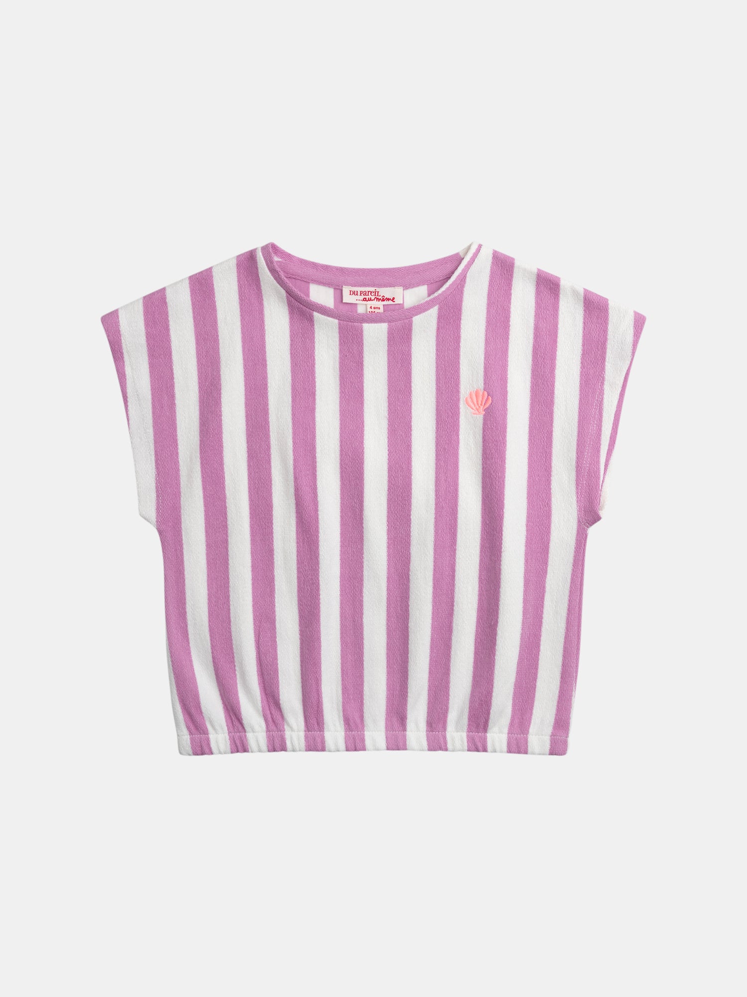 T-shirt rayé rose et écru pour fille