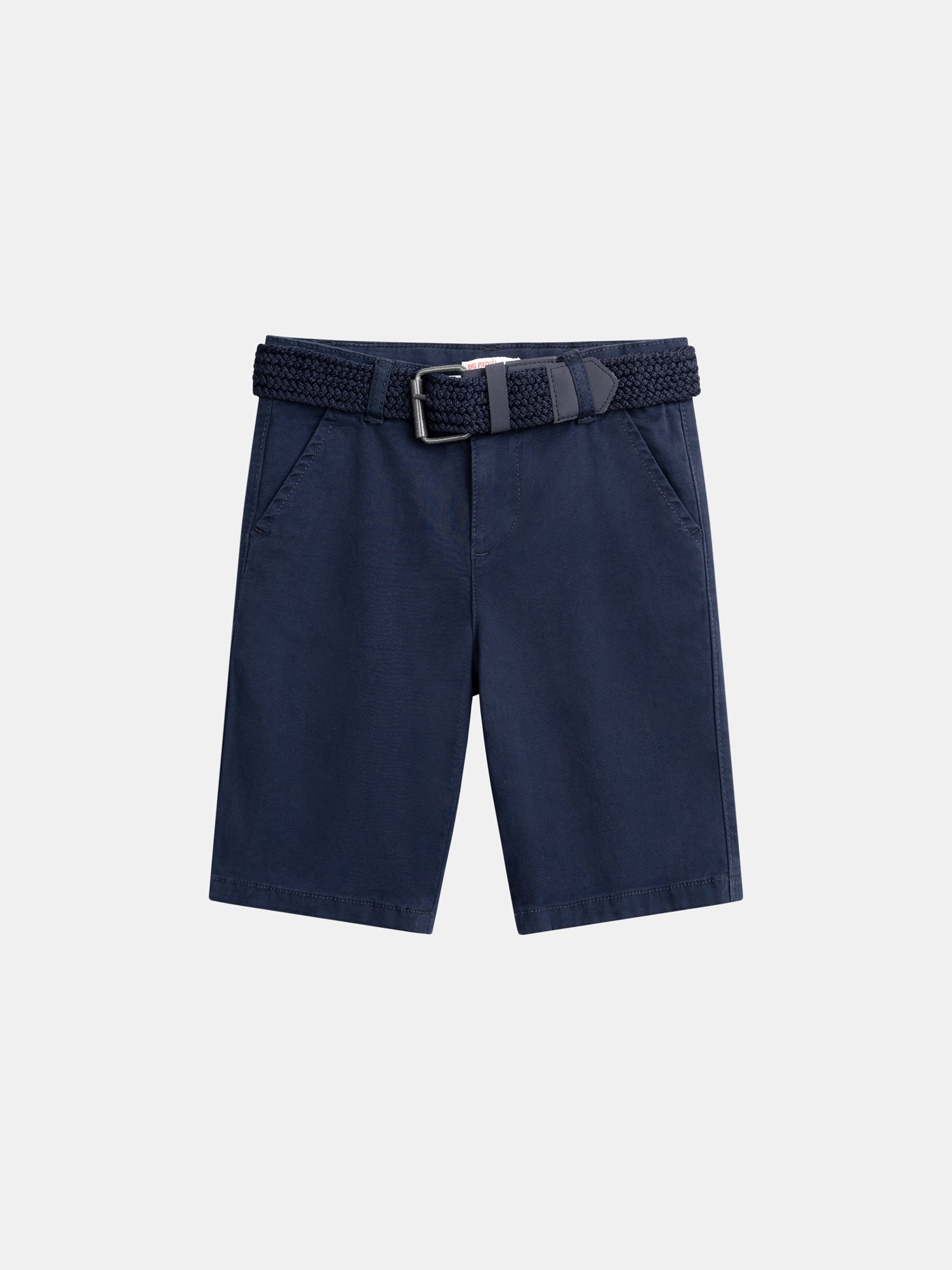 Dunkelblaue Bermuda-Shorts mit Gürtel für Jungen