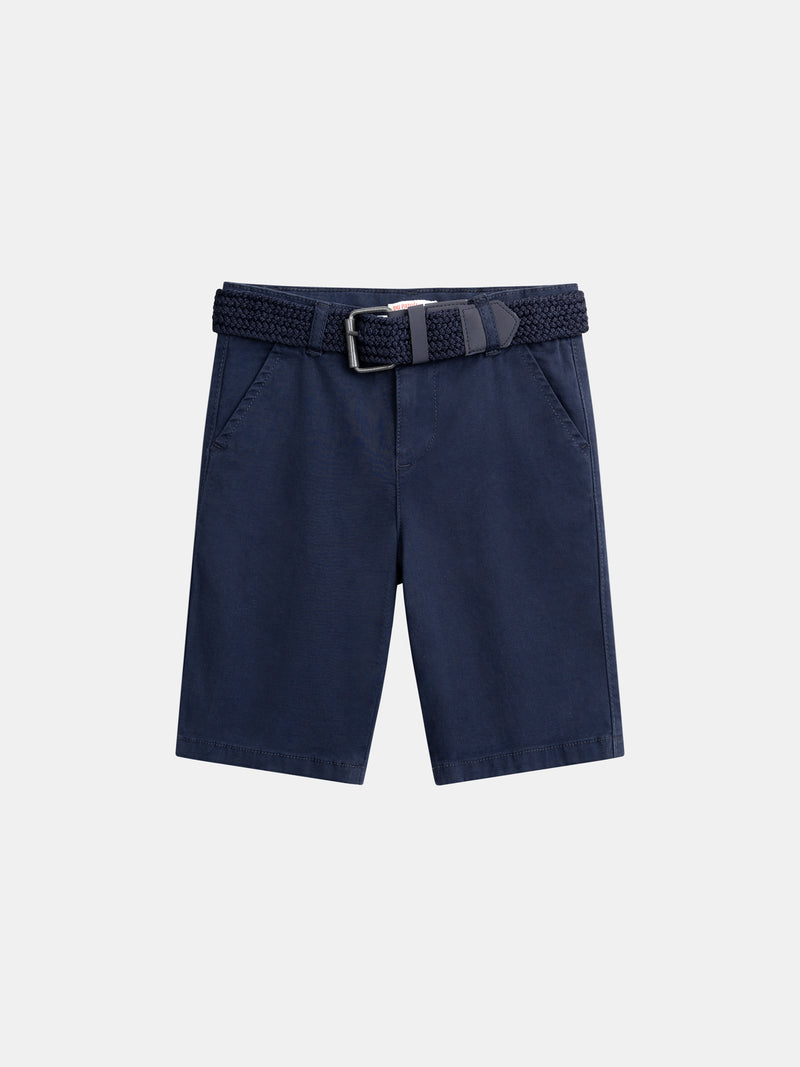 Dunkelblaue Bermuda-Shorts mit Gürtel für Jungen