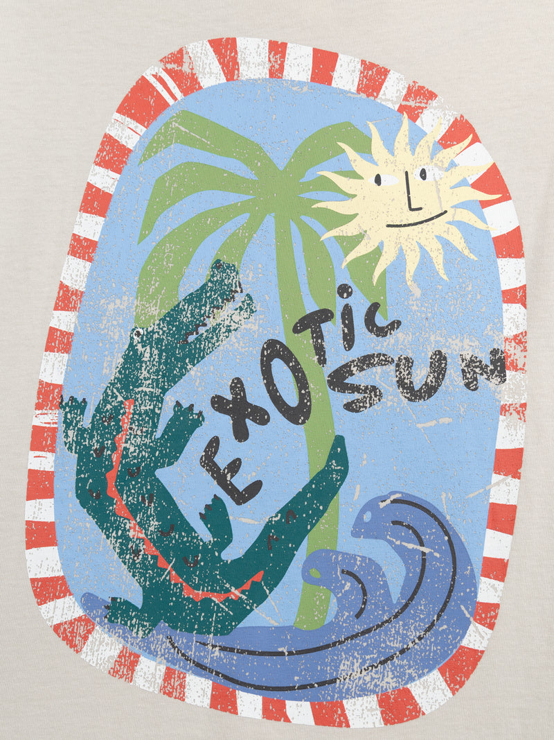 Beige T-Shirt mit "Exotic Sun"-Animation für Jungen