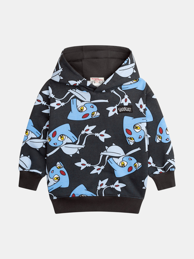 Graues Sweatshirt mit Pokémon Créhelf und Créfadet Druck