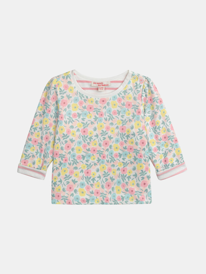 Umkehrbares T-Shirt mit Pastellblumenmotiv für Baby-Mädchen