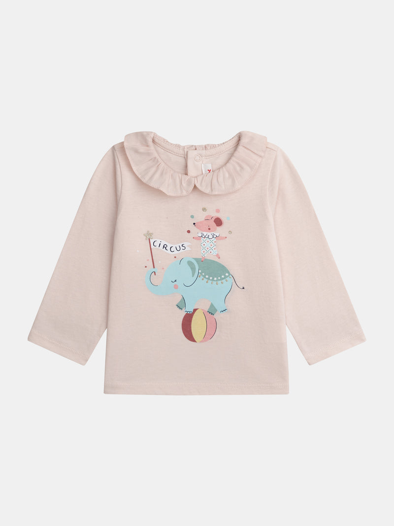 Bluse mit Volant in rosa Puder für Baby Mädchen