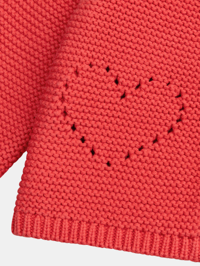 Wassermelonen-Strickjacke mit Herz-Taschen für Baby-Mädchen
