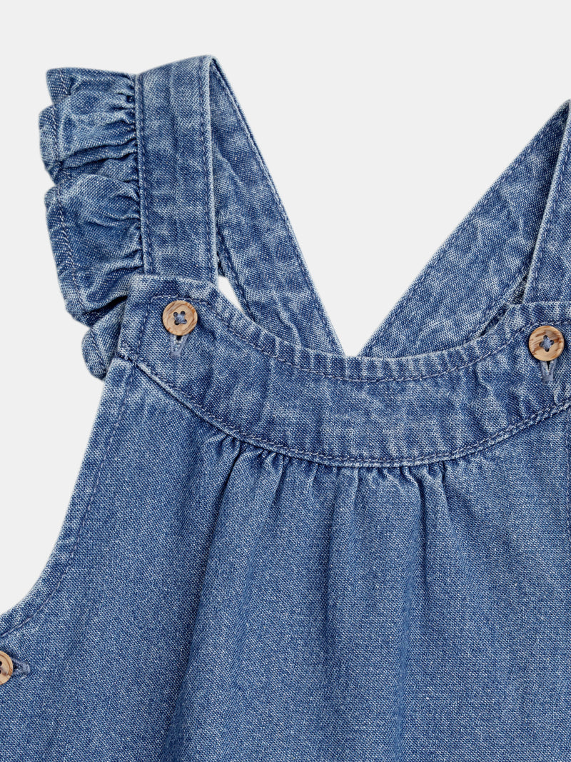Denim-Overalls mit bestickten Herz-Taschen für Mädchen