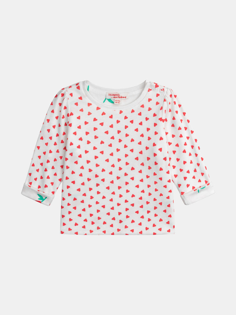 Reversibles Langarm T-Shirt mit Herzmuster für Mädchen