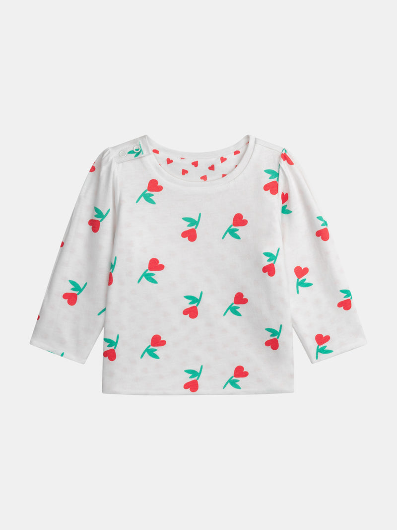 Reversibles Langarm T-Shirt mit Herzmuster für Mädchen