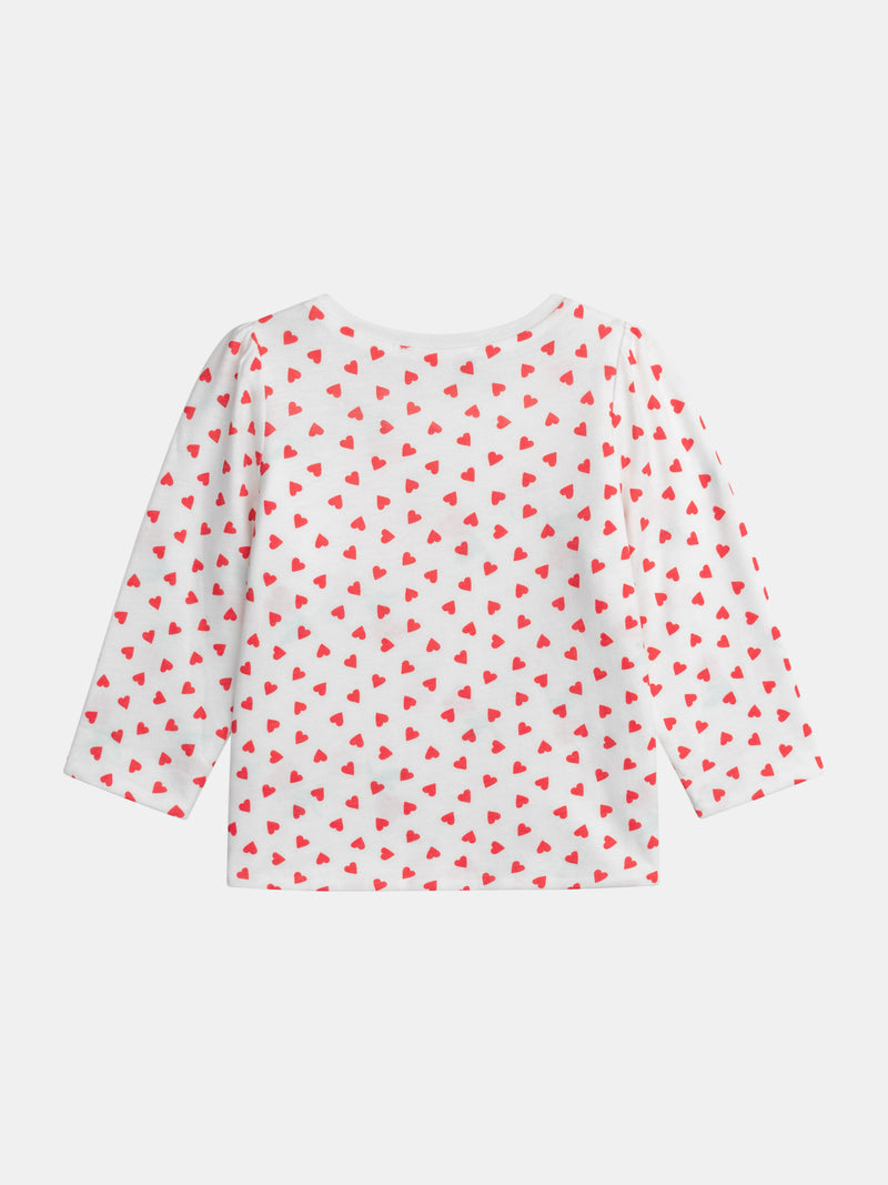 Reversibles Langarm T-Shirt mit Herzmuster für Mädchen