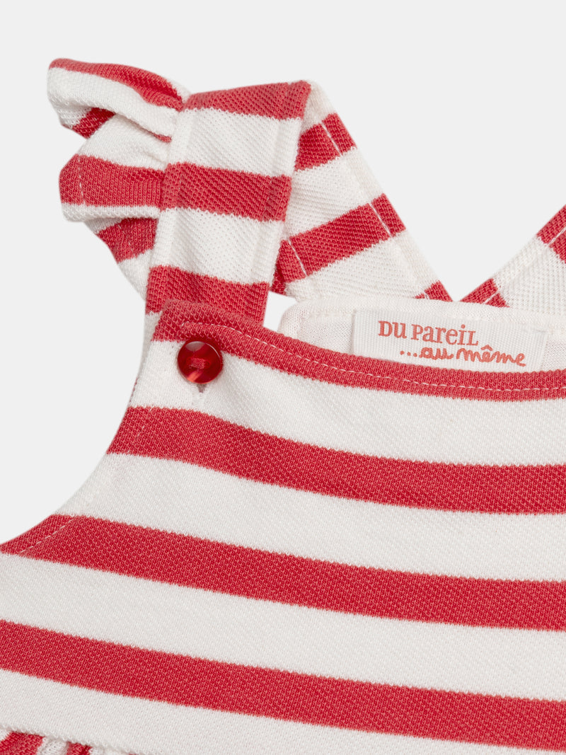 Rot-weiß gestreiftes Kleid mit Herz-Taschen für Baby Mädchen