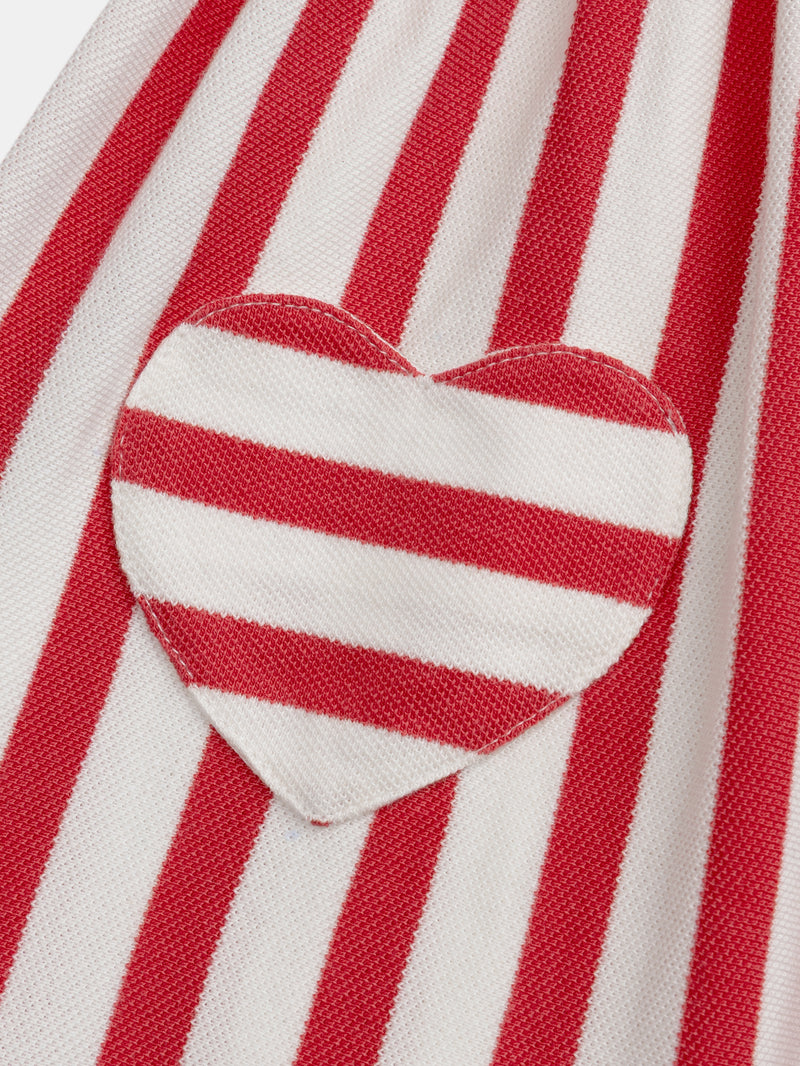 Rot-weiß gestreiftes Kleid mit Herz-Taschen für Baby Mädchen
