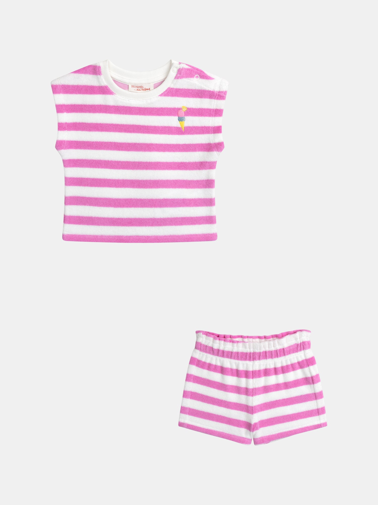 Gestreiftes Set in Rosa und Weiß für Baby Mädchen