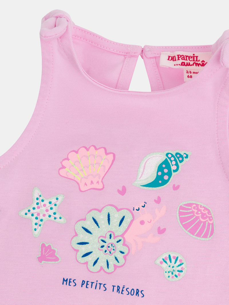 Pastellrosa Tanktop mit bestickten Details für Mädchen