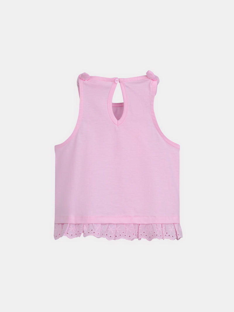 Pastellrosa Tanktop mit bestickten Details für Mädchen