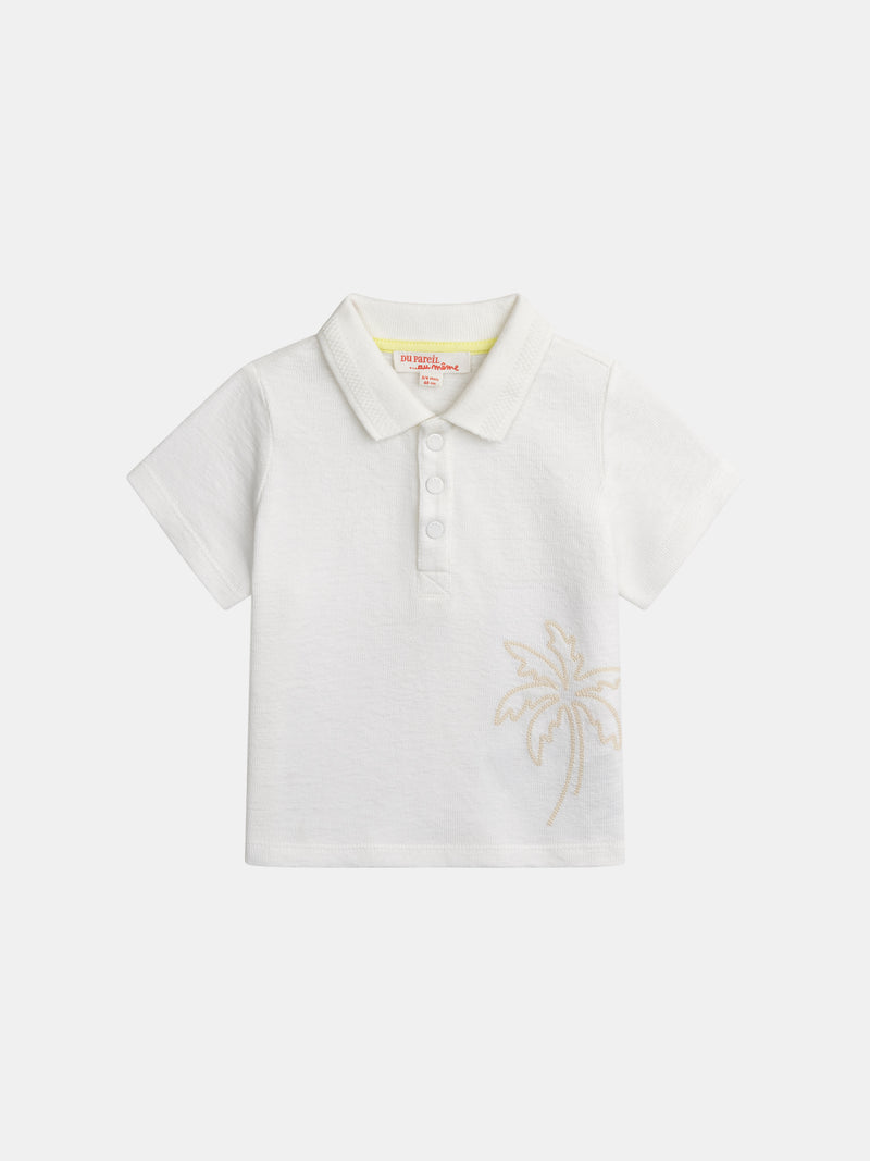 Ecru Polo mit Palme Stickerei für Jungen