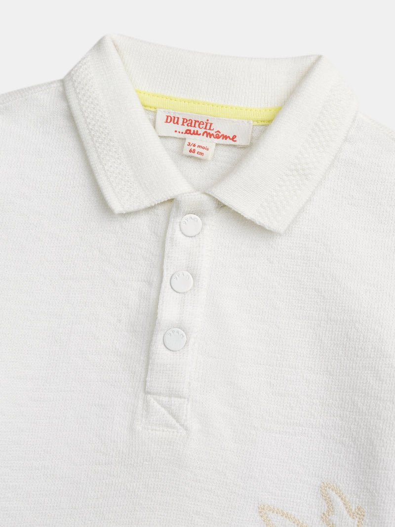 Ecru Polo mit Palme Stickerei für Jungen