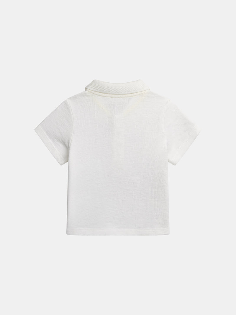 Ecru Polo mit Palme Stickerei für Jungen