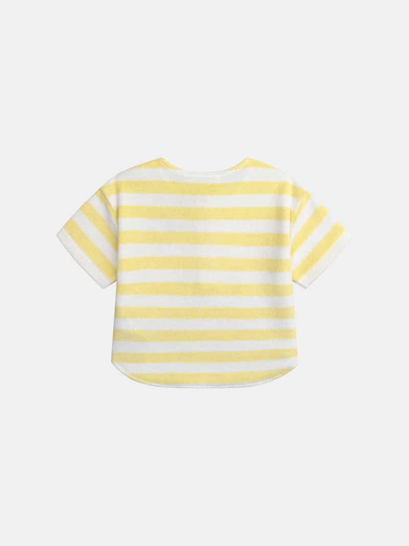 Gestreiftes T-Shirt- und Shorts-Set in Gelb für Jungen