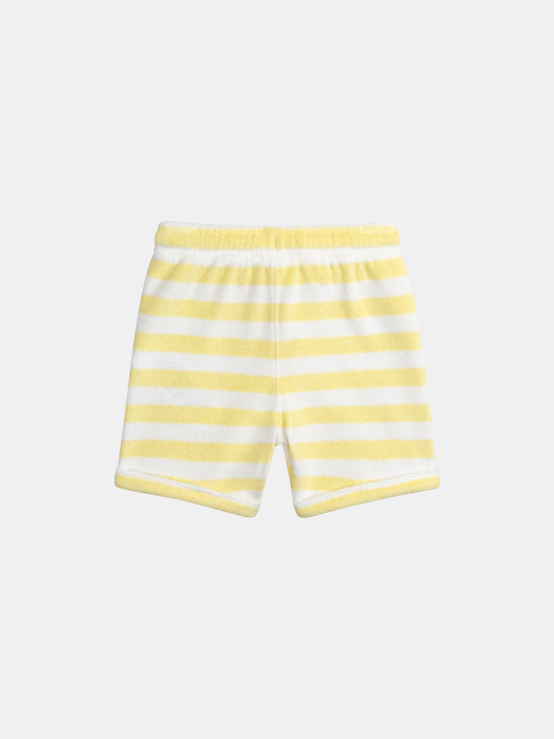 Gestreiftes T-Shirt- und Shorts-Set in Gelb für Jungen