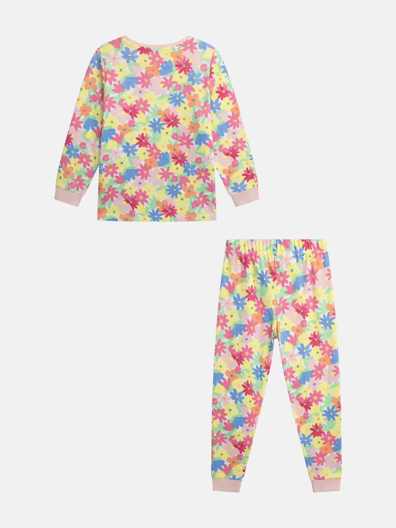 Pyjama long avec imprimé intégral "fleurs multicolores" pour enfant fille