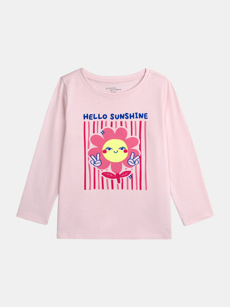 Langes rosa Pyjama "Hello Sunshine" für Mädchen
