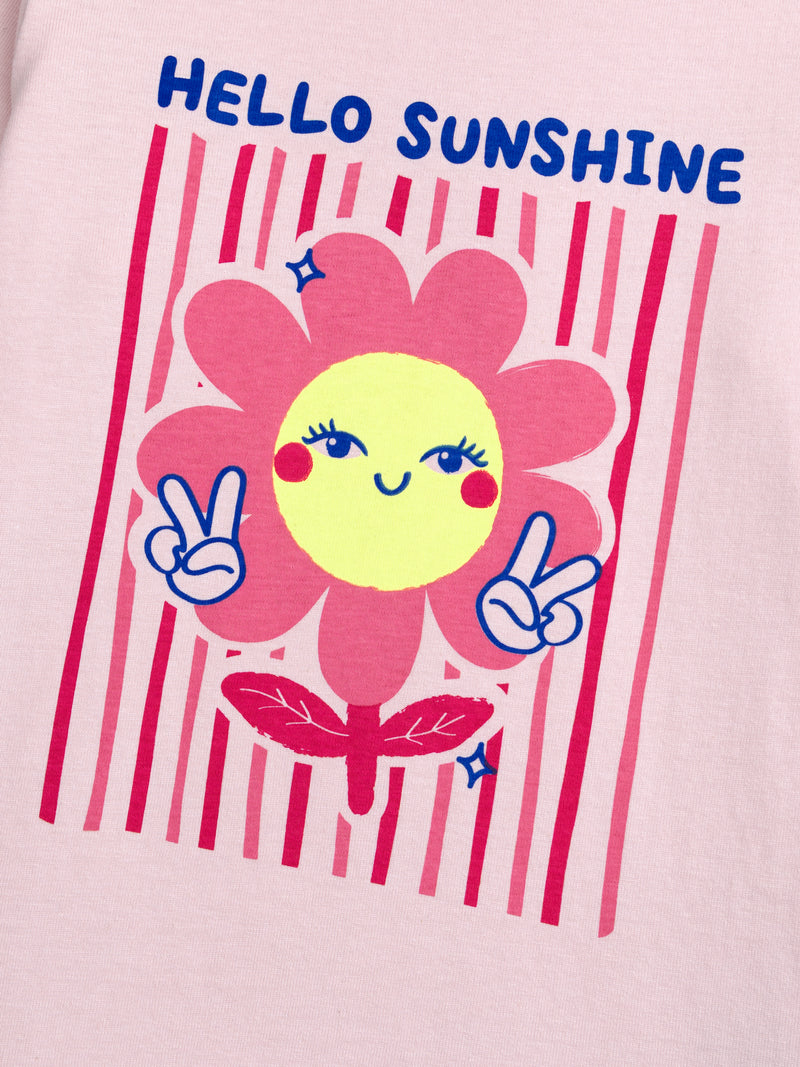 Langes rosa Pyjama "Hello Sunshine" für Mädchen
