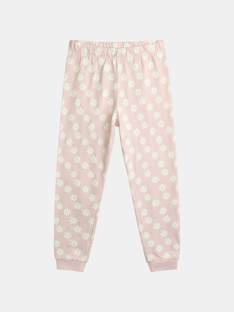 Pyjama long phosphorescent  rose poudré à motif licorne pour enfant fille
