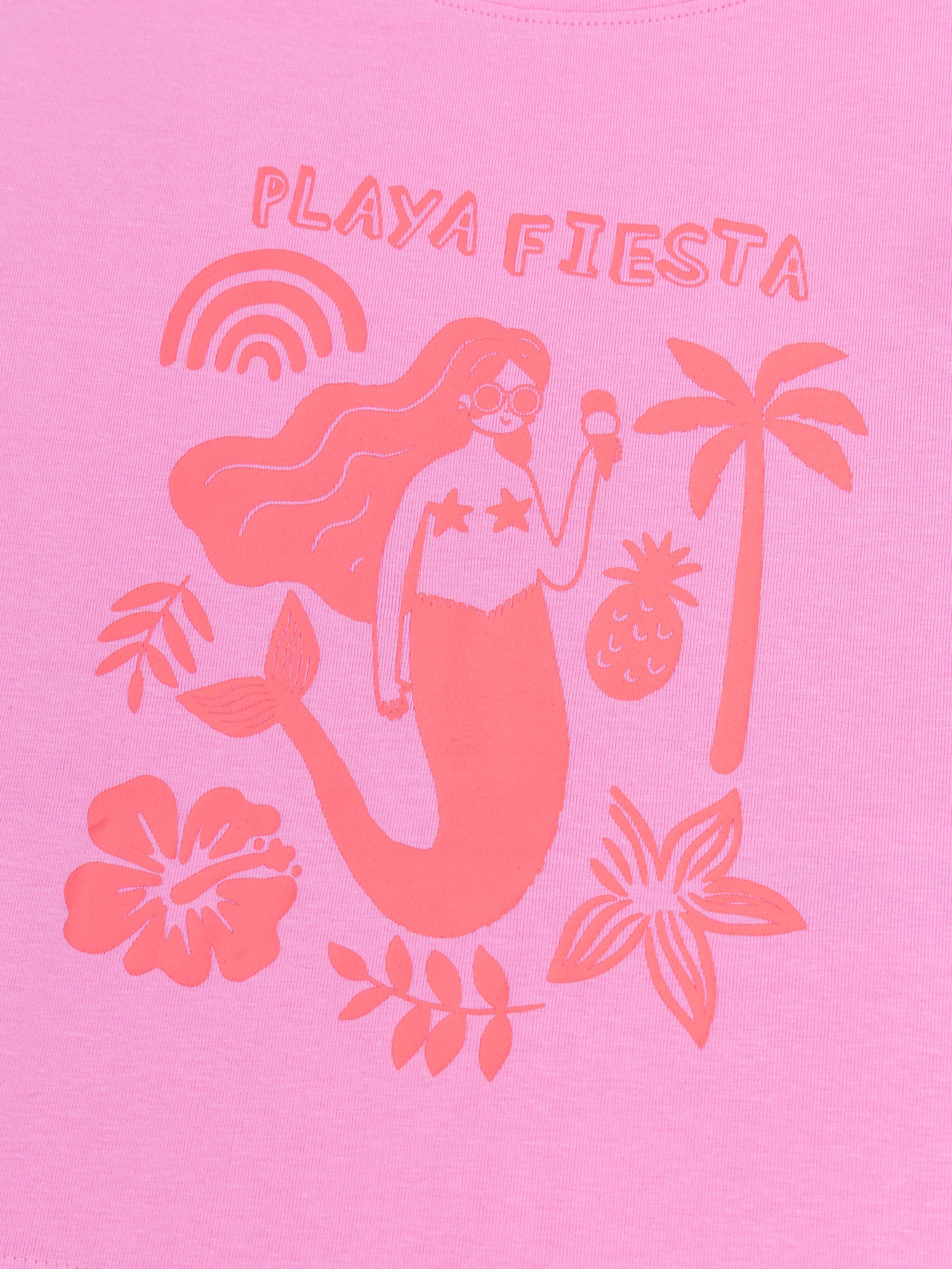 Kurzer pinker Pyjama mit "Playa Fiesta"-Druck für Mädchen