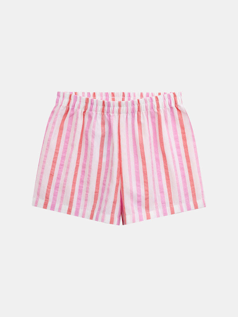 Kurzer pinker Pyjama mit "Playa Fiesta"-Druck für Mädchen