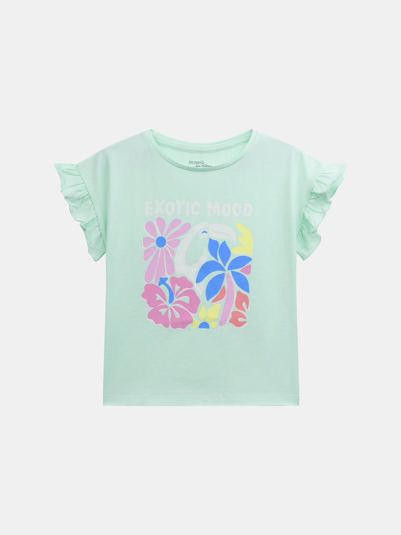 Kurzarm-Pyjama mit phosphoreszierendem "Exotic Mood"-Druck für Mädchen