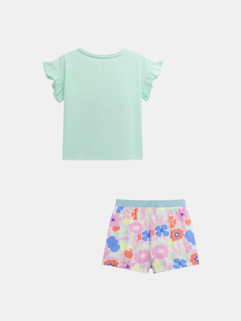 Kurzarm-Pyjama mit phosphoreszierendem "Exotic Mood"-Druck für Mädchen