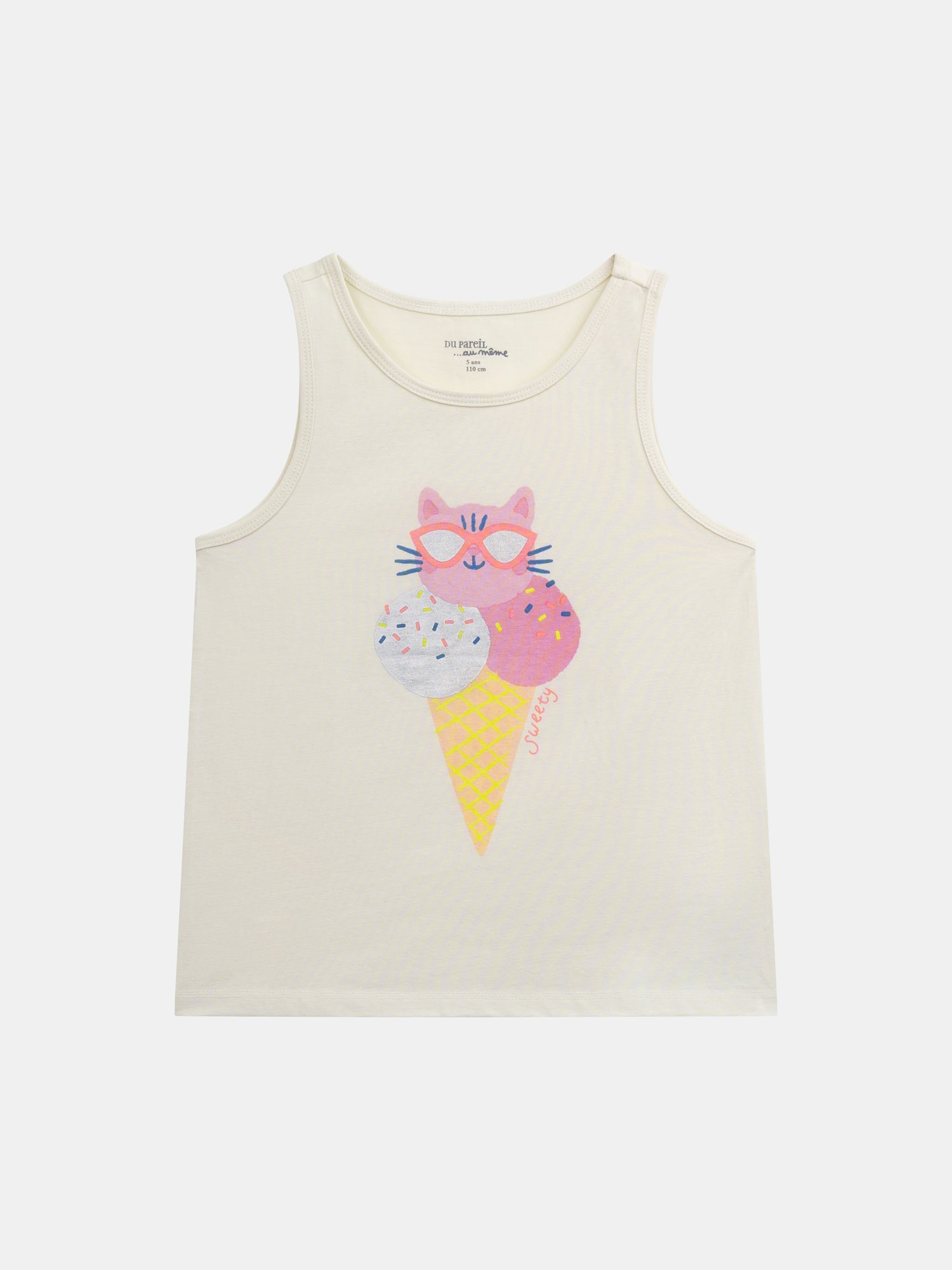 Ärmelloses Pyjama mit "Ice Cream Cat"-Druck für Mädchen