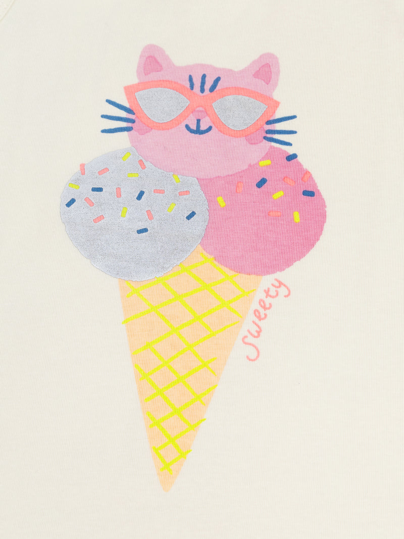 Ärmelloses Pyjama mit "Ice Cream Cat"-Druck für Mädchen