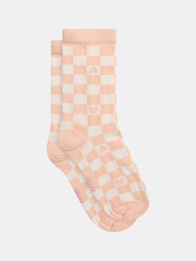 Chaussettes à carreaux roses pour fille