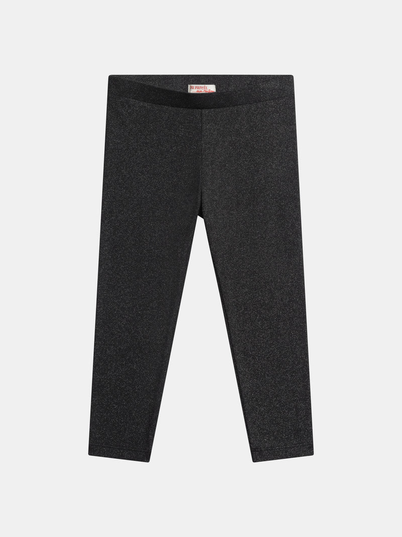 Dunkelgraue Glitzer Leggings für Mädchen