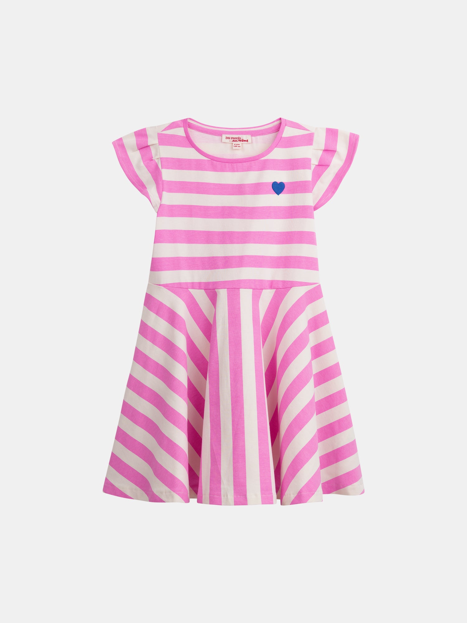 Robe écrue à rayures roses pour fille