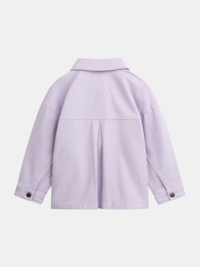 Lila Jacke mit Taschen und Herzstickereien für Mädchen