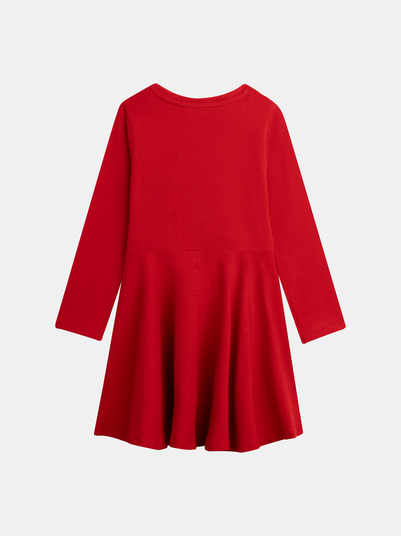 Robe rouge broderie coeur pour fille