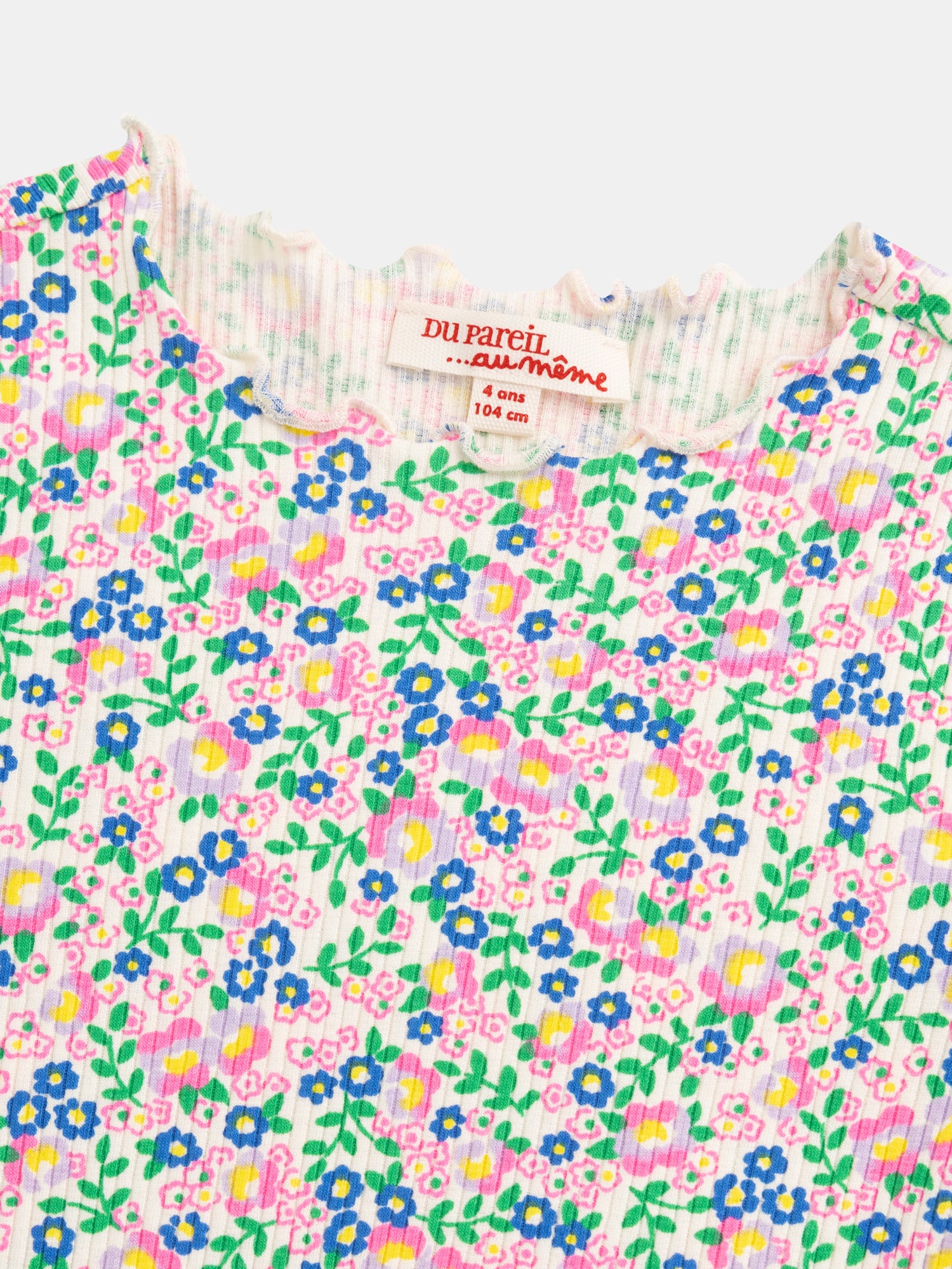 T-shirt écru à manches longues et imprimé floral pour fille