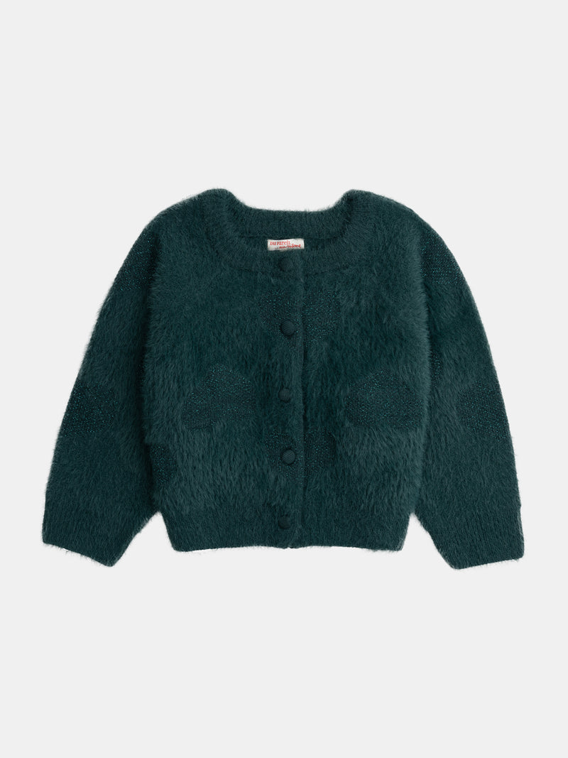 Grüner Cardigan mit Herzdetails für Mädchen