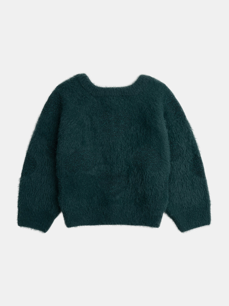 Grüner Cardigan mit Herzdetails für Mädchen