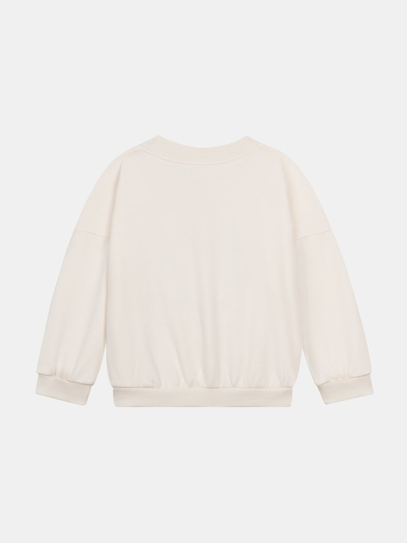 Cremefarbener Sweater mit Hundeanimation für Mädchen