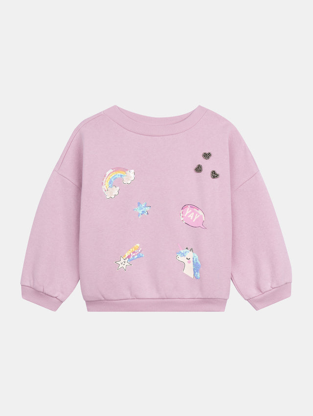 Rosa Sweatshirt mit Fantasieanimationen