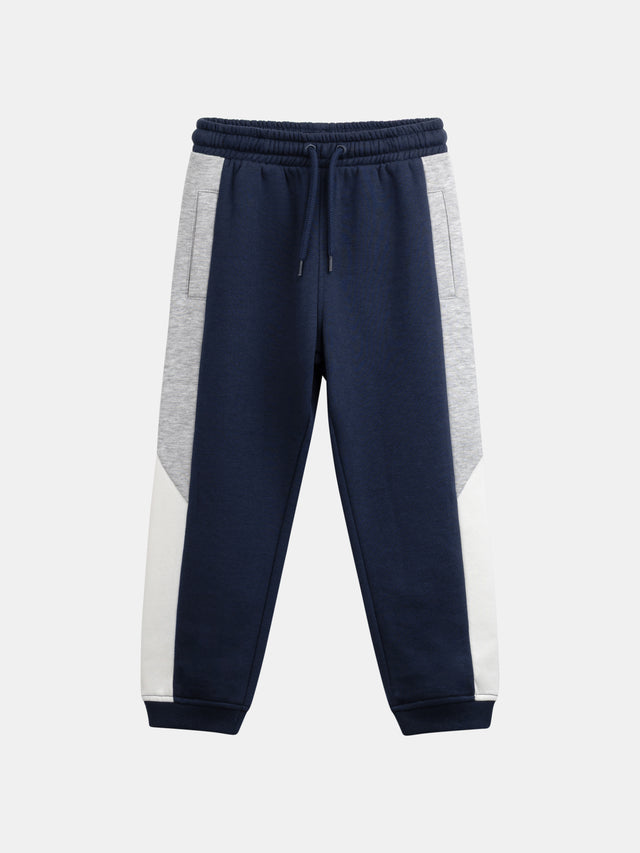 Bas de jogging bleu colorblock à poches pour garçon