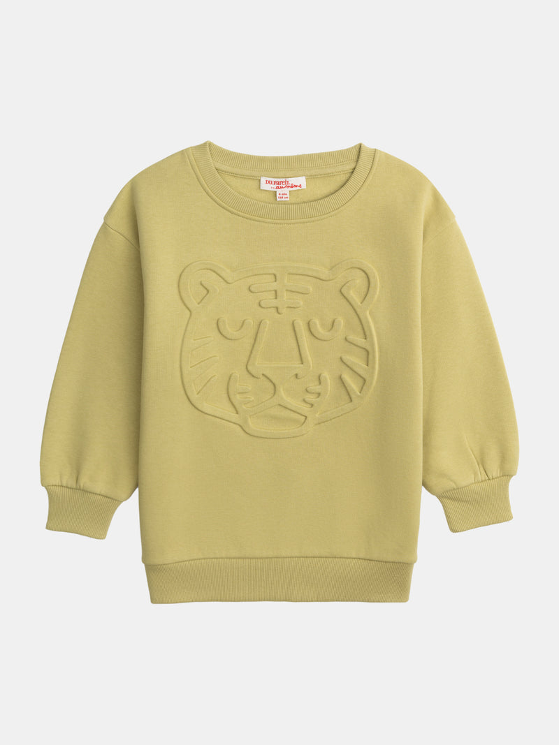 Grüner Sweatshirt mit Tigeranimation für Jungen