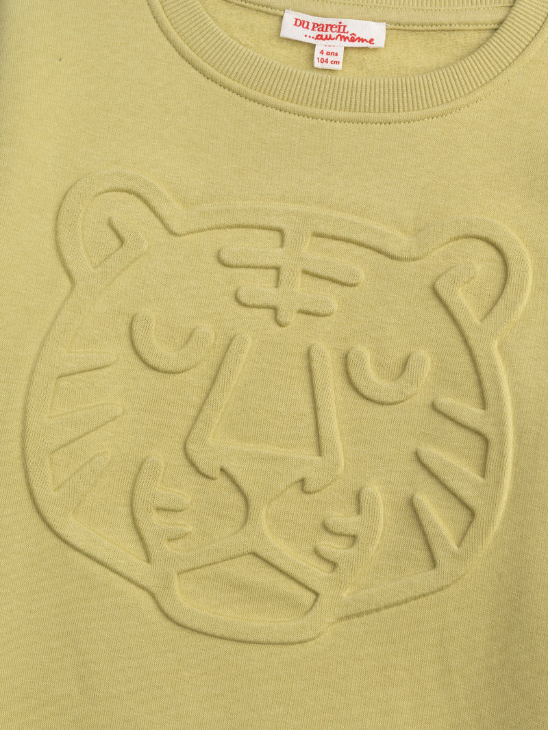 Grüner Sweatshirt mit Tigeranimation für Jungen
