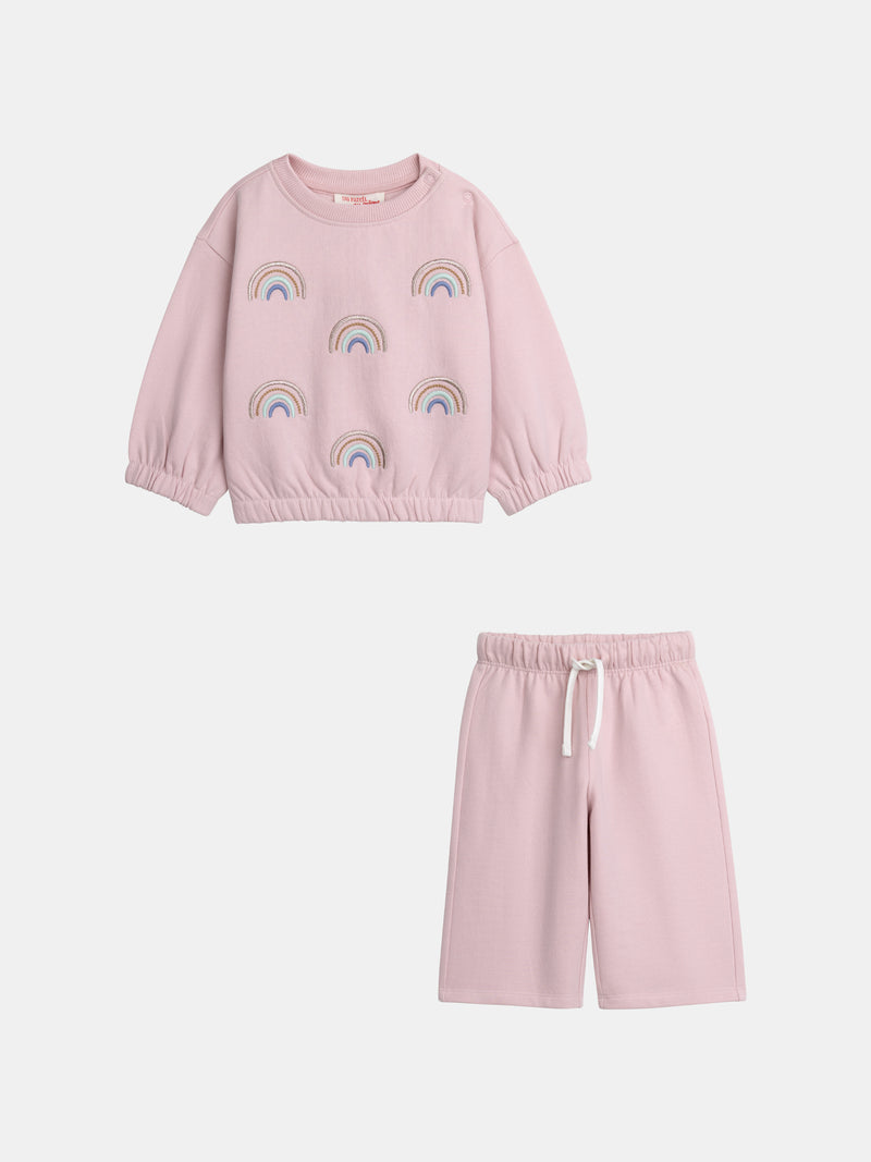 Rosa Sweat- und Hosen-Set "RAINBOW" für Mädchen
