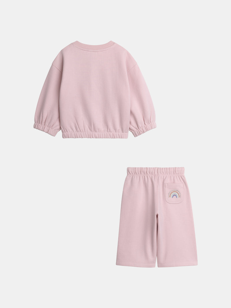 Rosa Sweat- und Hosen-Set "RAINBOW" für Mädchen