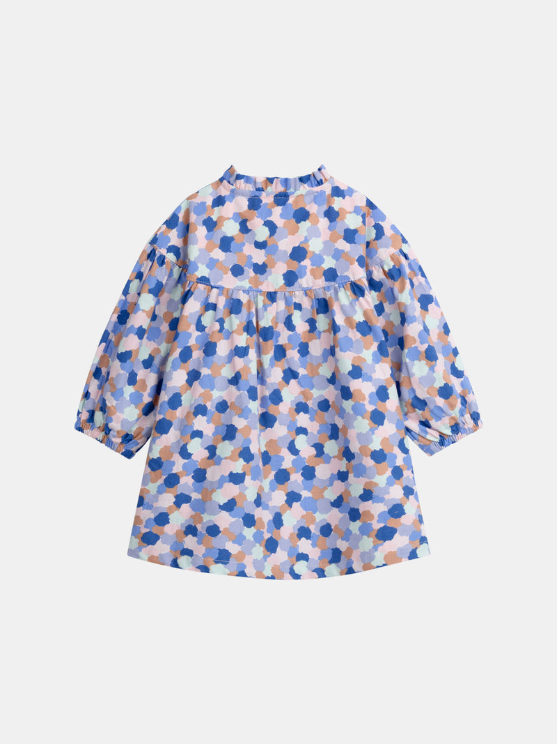 Bedrucktes Kleid mit Rüschkragen für Mädchen