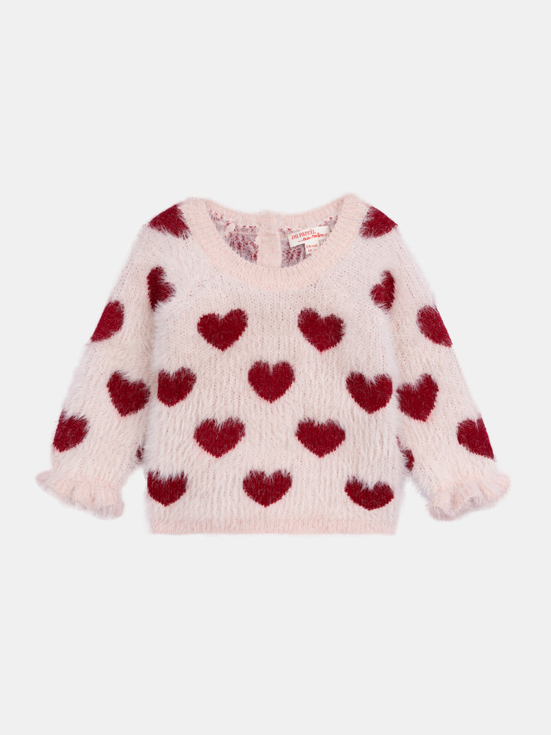 Rosa Sweater mit Herzmotiv für Mädchen