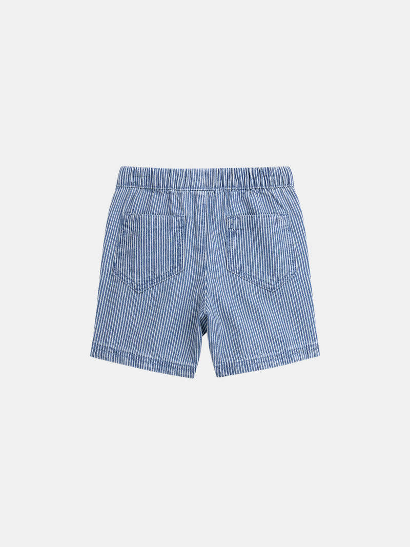 Gestreifter Denim-Shorts "Play" Blau und Ecru für Jungen